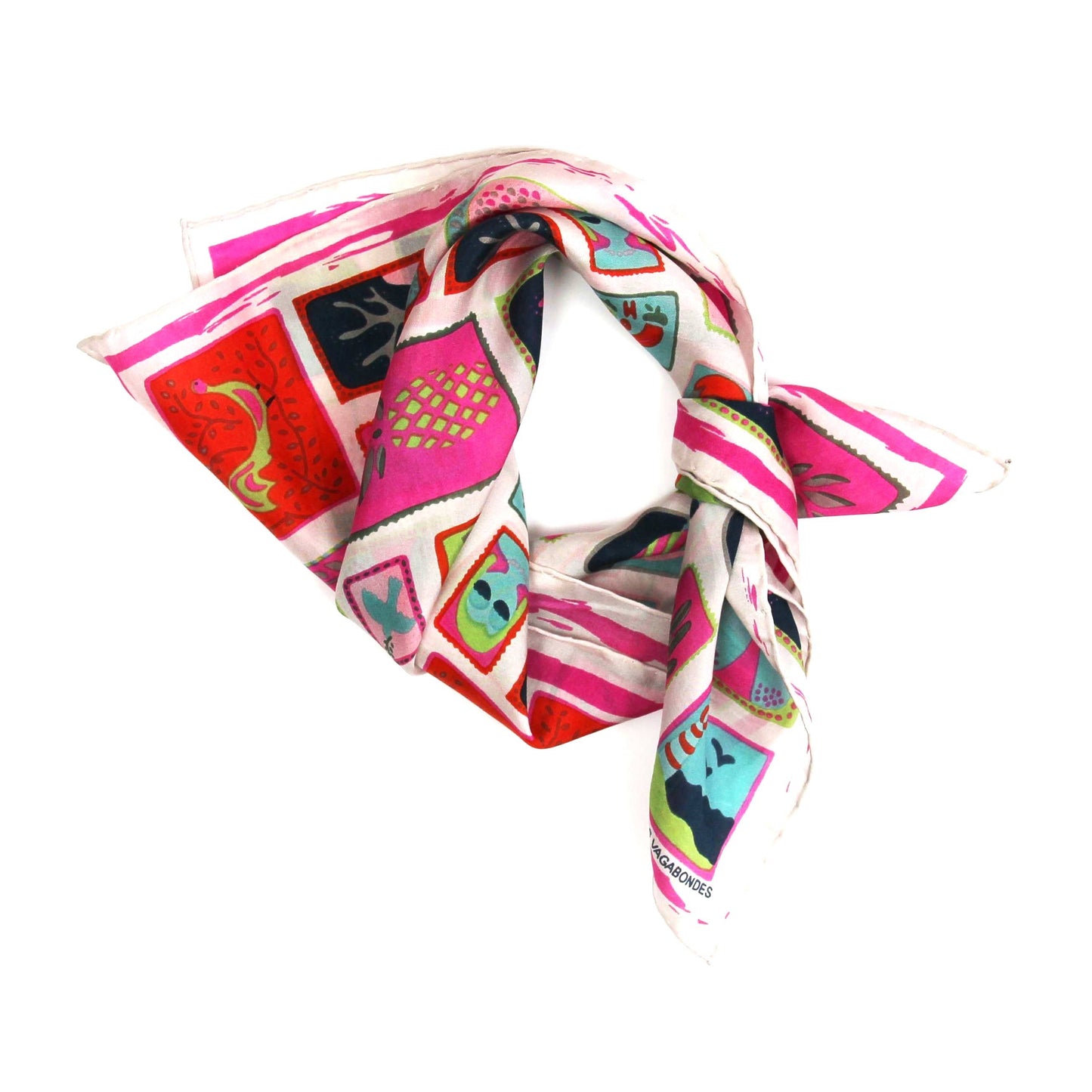 Square Scarf Postcard Fuchsia