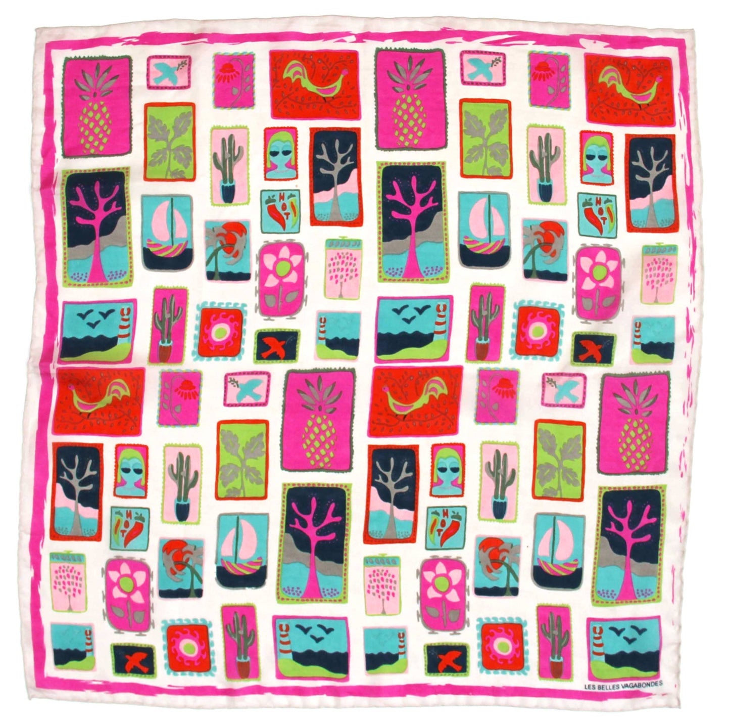 Square Scarf Postcard Fuchsia