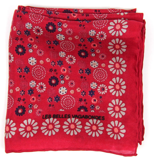 Square Scarf Hanami Red