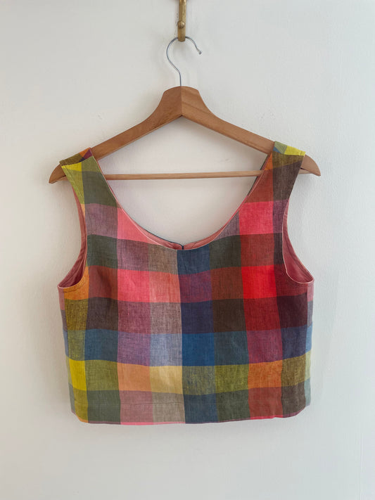 Box Tank in Rainbow Check